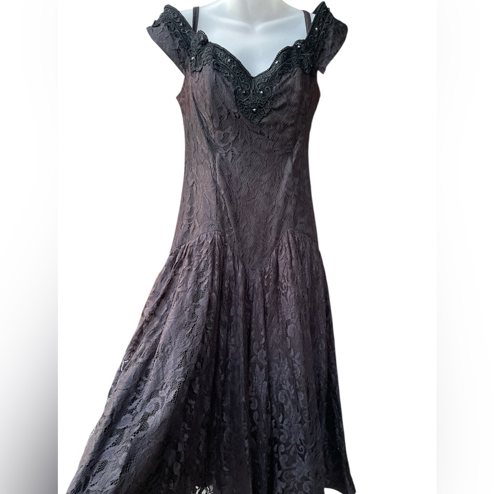 Paris sport club 1990’s black lace special Occassion dress size 9 Vgt